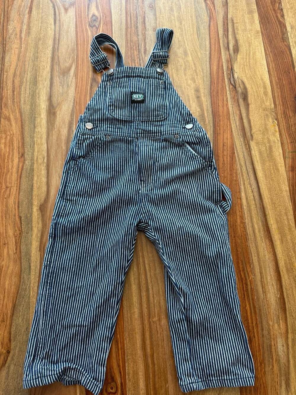 Key Industries Toddler Hickory Stripe Bib Overalls Size 3T